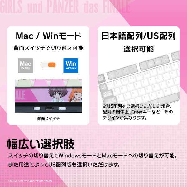 『ガールズ&パンツァー』×「Astromeda」8K対応ゲーミングキーボード