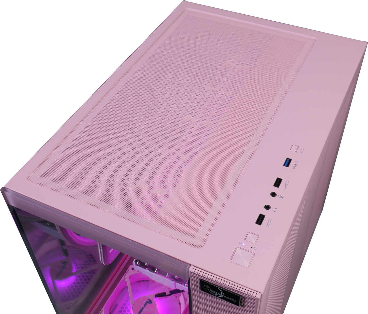 【Astromeda GAMER ピンク(Pink)】Ryzen 5 9600X/RTX 5070 12GB ピンク ゲーミングPC 上面ビュー かわいい詳細