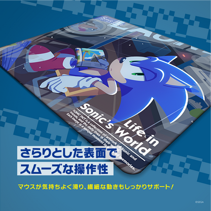 ソニック・ザ・ヘッジホッグ×Astromedaラバーマウスパッド2025年6月モデル 斜め視点で見るさらりとした表面とスムーズな操作性 さらりとした表面でスムーズな操作性