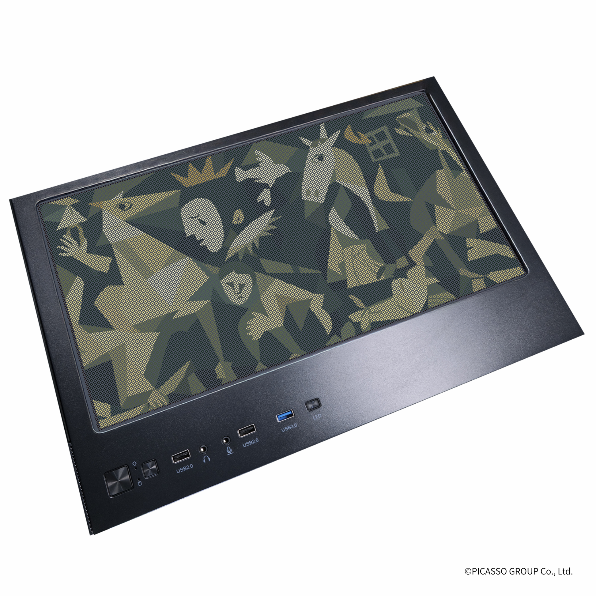 『PICASSO®』×Astromeda コラボPC AMDエントリーモデル トップパネル ゲルニカアート I/O端子 USB-A×2 USB-C ヘッドホン マイク