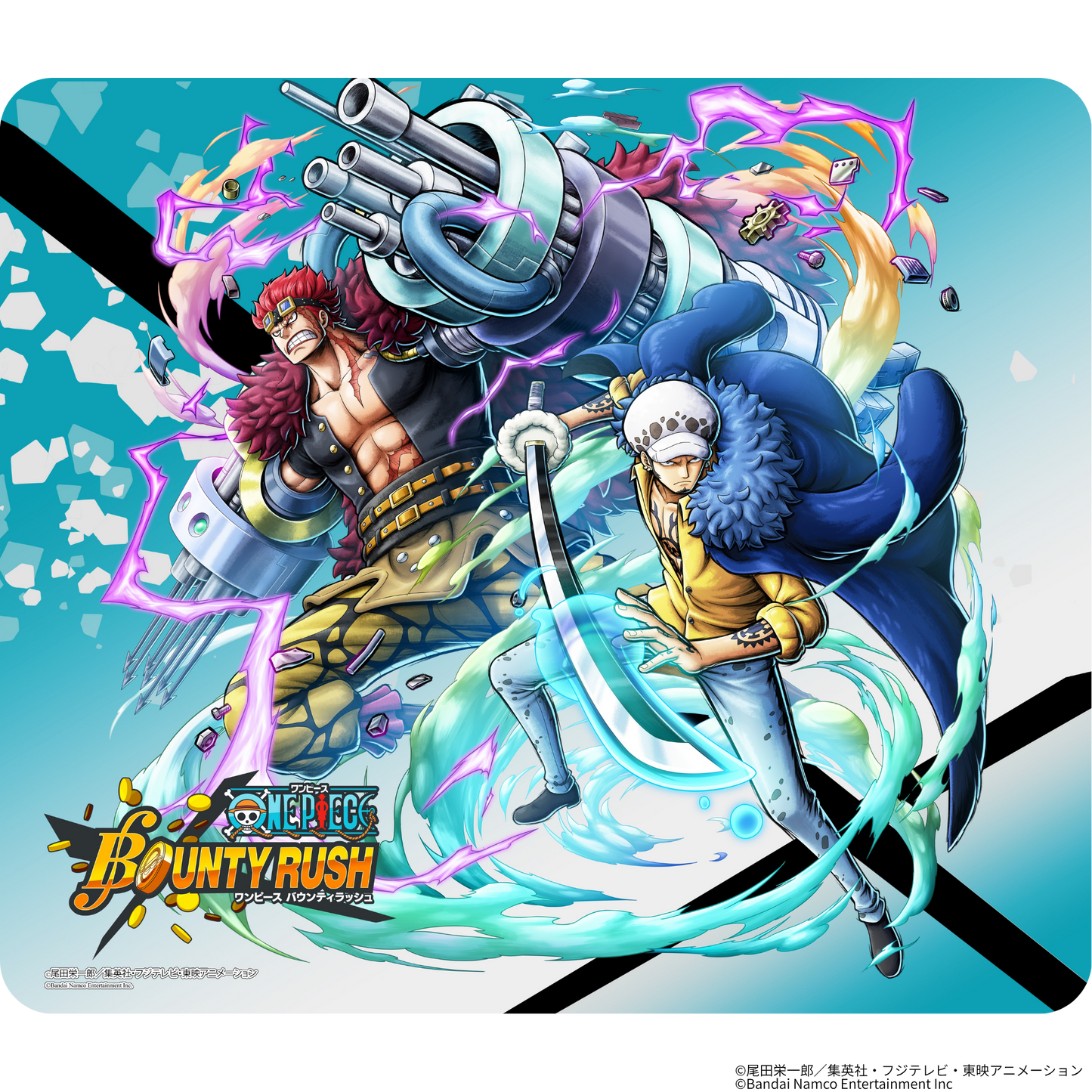 『ONE PIECE バウンティラッシュ』×Astromeda ゲーミングマウスパッド【キッド＆ローモデル】 キッド・トラファルガー・ロー等身イラスト ONE PIECEデザイン メインビジュアル