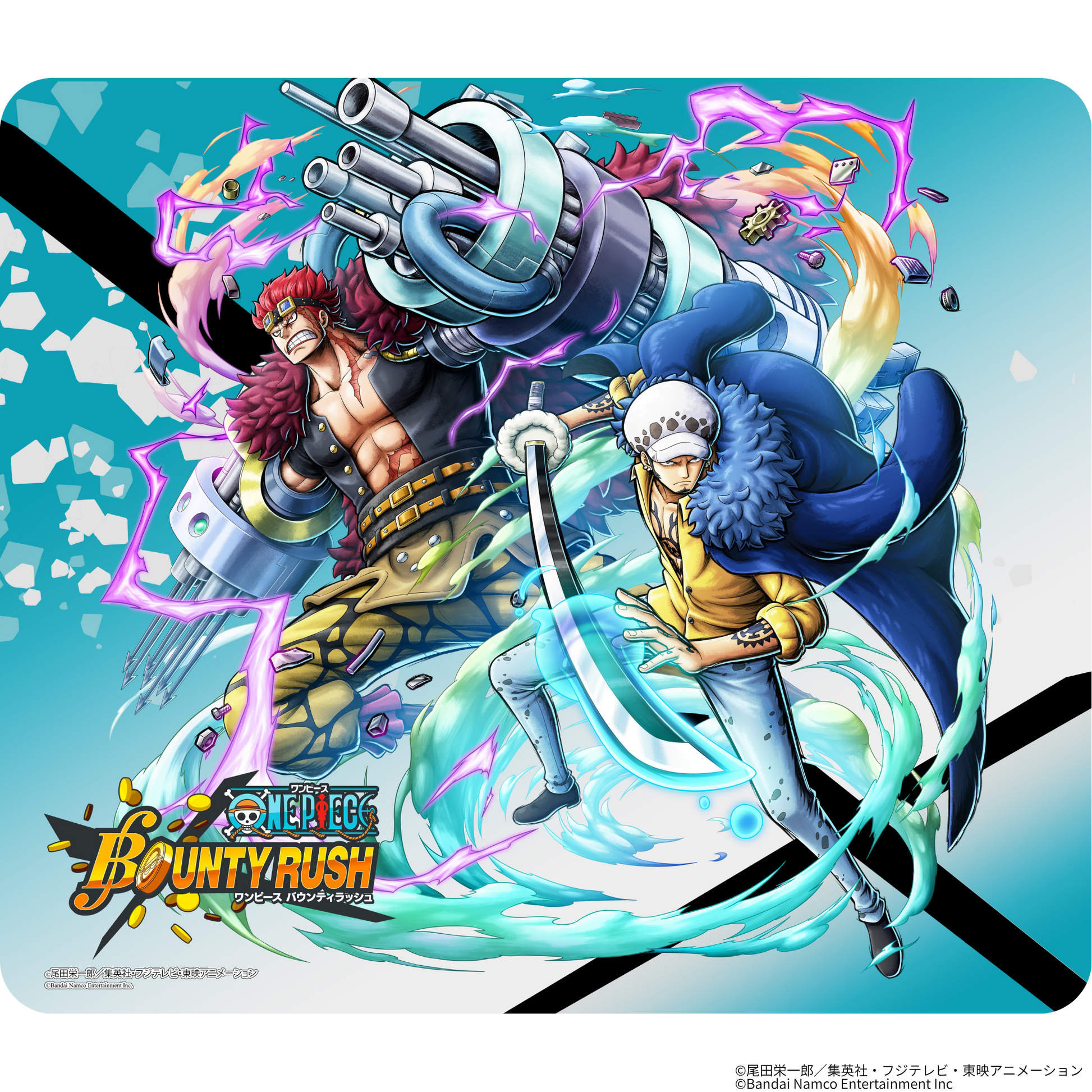 『ONE PIECE バウンティラッシュ』×Astromeda ゲーミングマウスパッド【キッド＆ローモデル】 キッド・トラファルガー・ロー等身イラスト ONE PIECEデザイン メインビジュアル