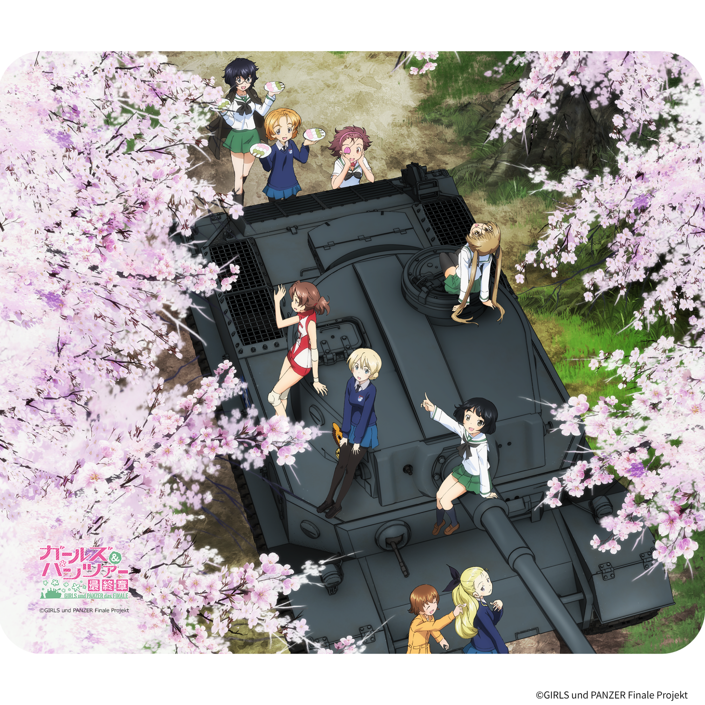 『ガールズ＆パンツァー』×Astromeda ゲーミングラバーマウスパッド【桜＆戦車モデル】 桜&戦車車両モチーフイラスト メインビジュアル