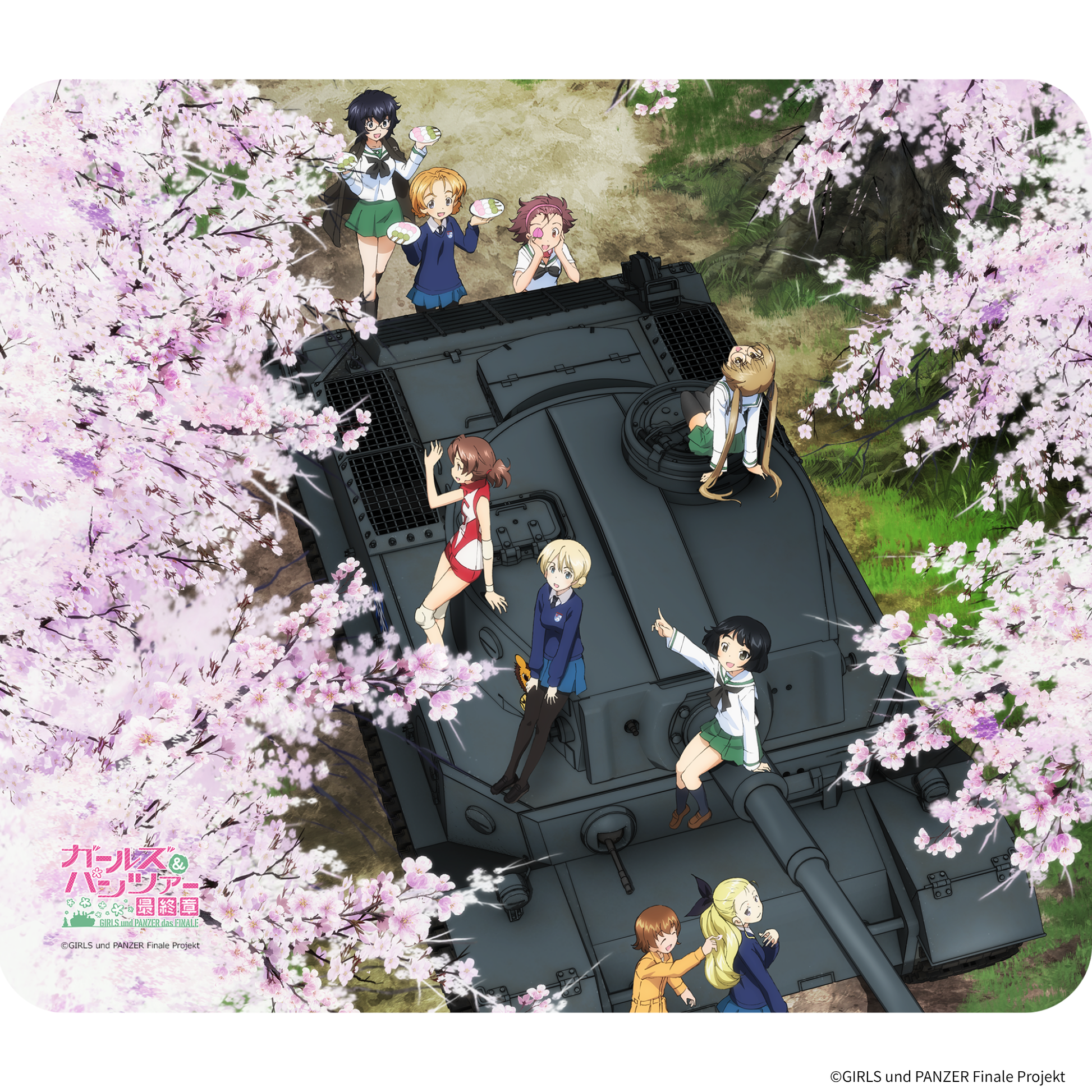 『ガールズ＆パンツァー』×Astromeda ゲーミングラバーマウスパッド【桜＆戦車モデル】 桜&戦車車両モチーフイラスト メインビジュアル