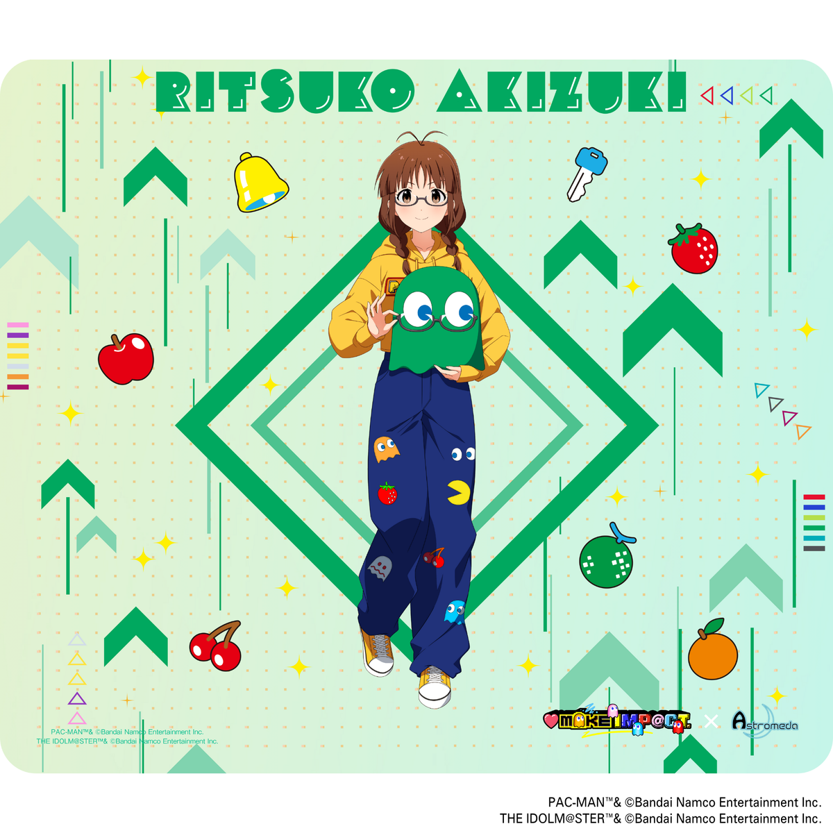 #パックマス × Astromeda ゲーミングマウスパッド【秋月律子モデル】 秋月律子等身イラスト パックマンデザイン メインビジュアル アイドルマスター ミリオンライブ!