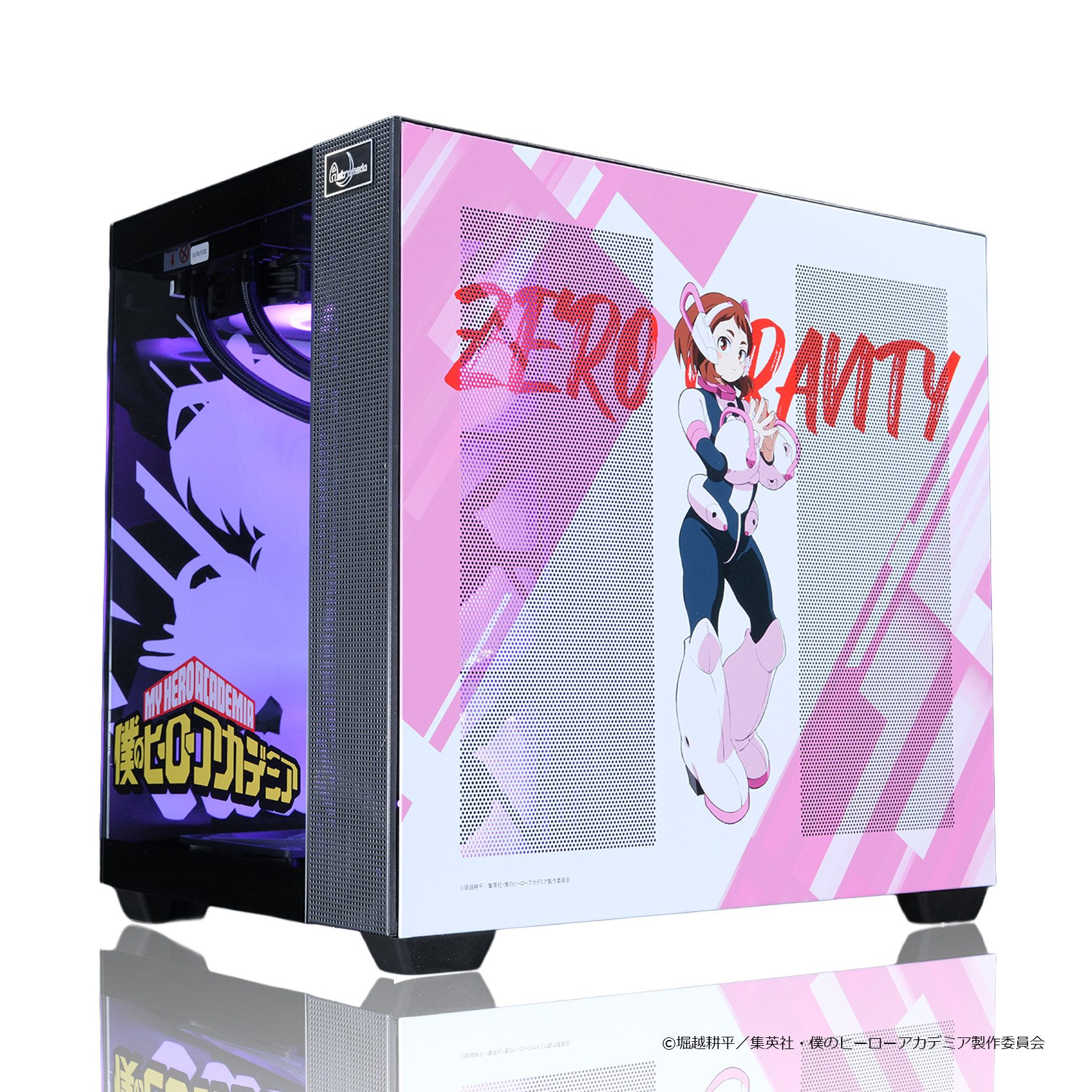 『僕のヒーローアカデミア』×Astromeda コラボゲーミングPC【麗日お茶子】 強化フロントクリアガラスRGB内部
