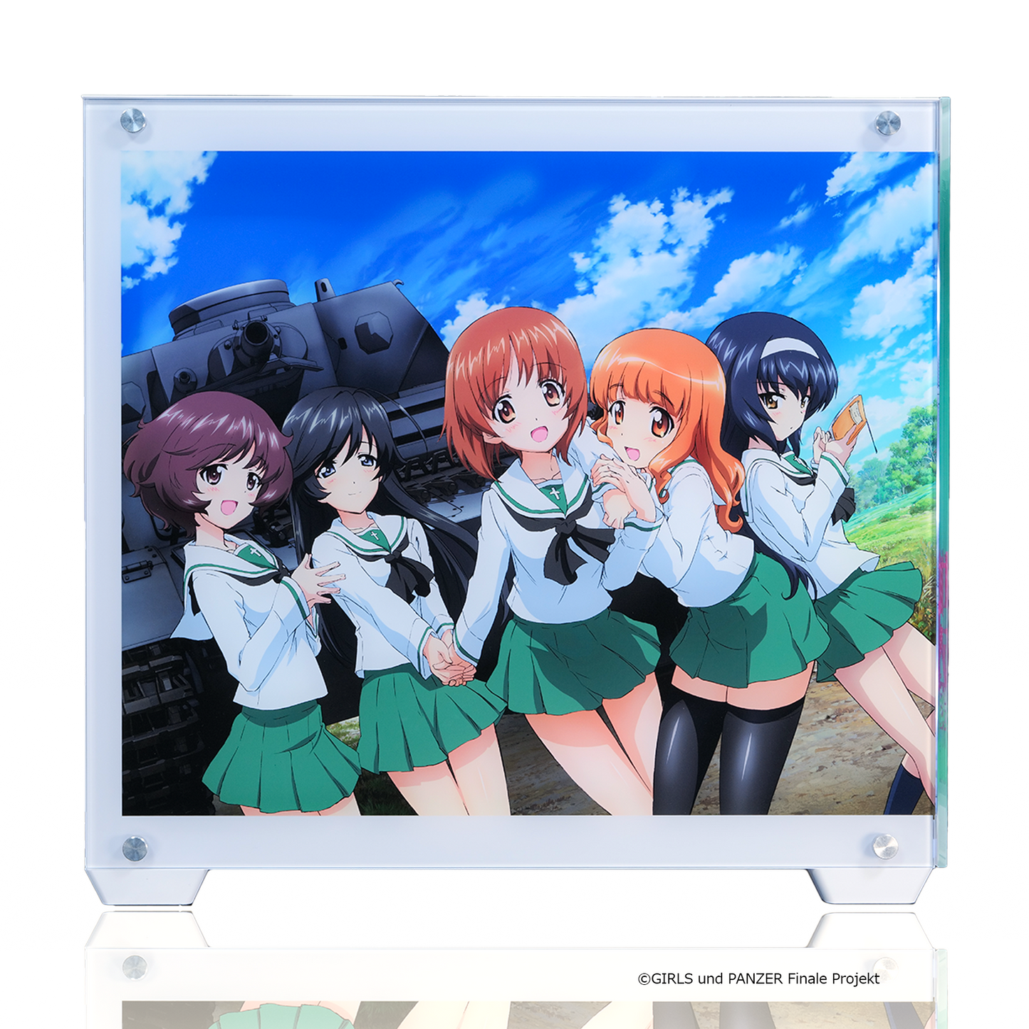 ガールズ＆パンツァー コラボPCケース 大洗女子学園 フロント正面ビュー ガラスパネル 戦車道キャラクター描き下ろし 内部RGB