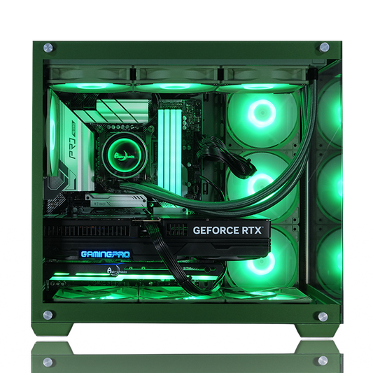 【Astromeda GAMER グリーン(Green)】Ryzen7 5700X/RTX 5060 Ti 8GB 緑 ゲーミングPC 内部詳細ビュー 360mm CPUクーラーで強力冷却