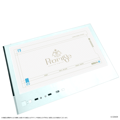 『hololive English』×Astromeda コラボゲーミングPC着せ替えパネル【Promise】 ホワイト筐体 トップメッシュパネル装着ビュー（Promiseロゴ）
