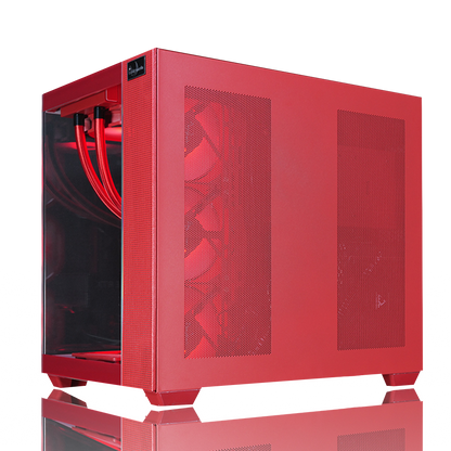 【Astromeda GAMER レッド(Red・赤)】Ryzen 7 7800X3D/RX 9070XT 16GB 赤 ゲーミングPC 内部レイアウト かっこいいLED発光