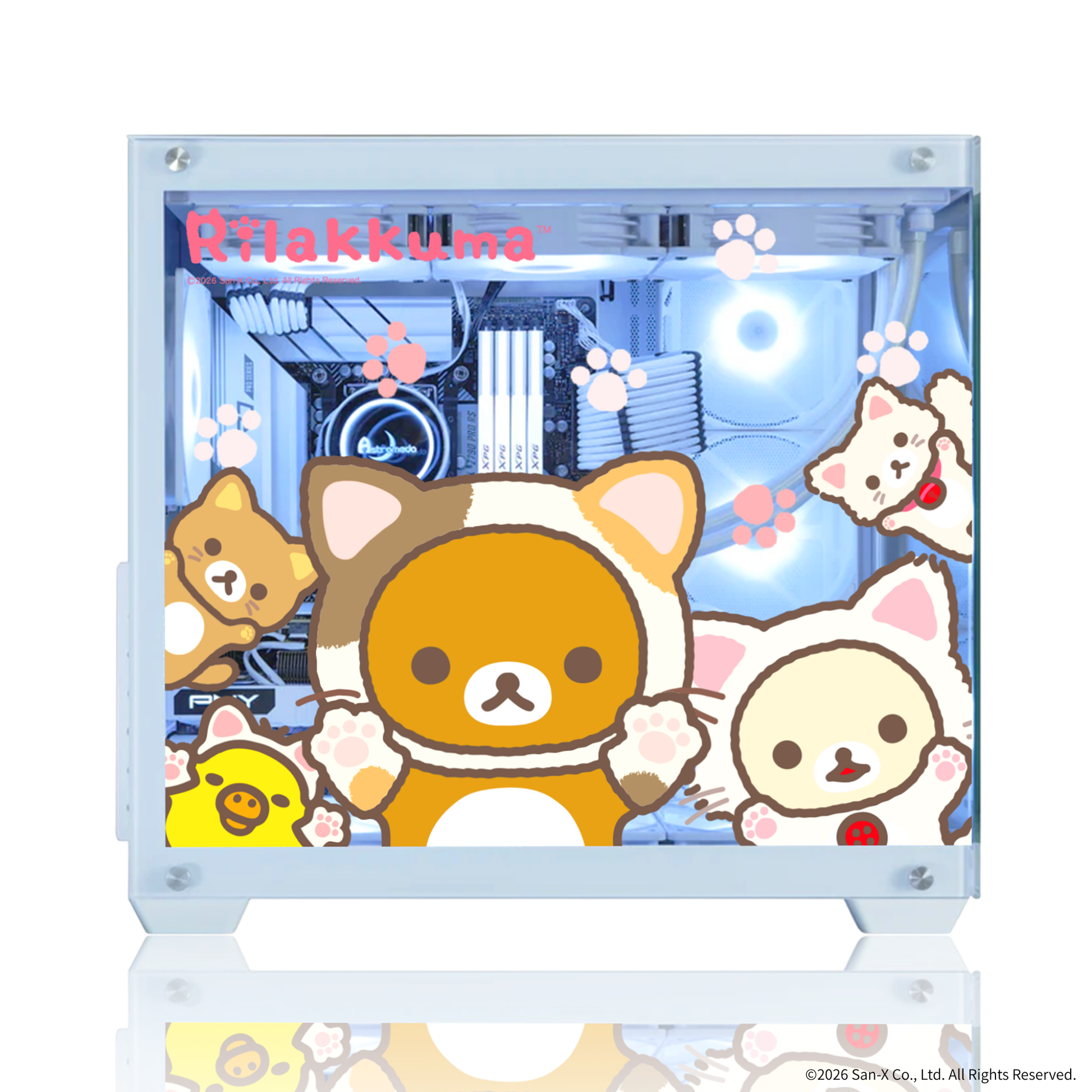 「リラックマ」PC着せ替えパネル2面セット タイプB サイドガラスパネル(ネコリラックマ+コリラックマ柄)