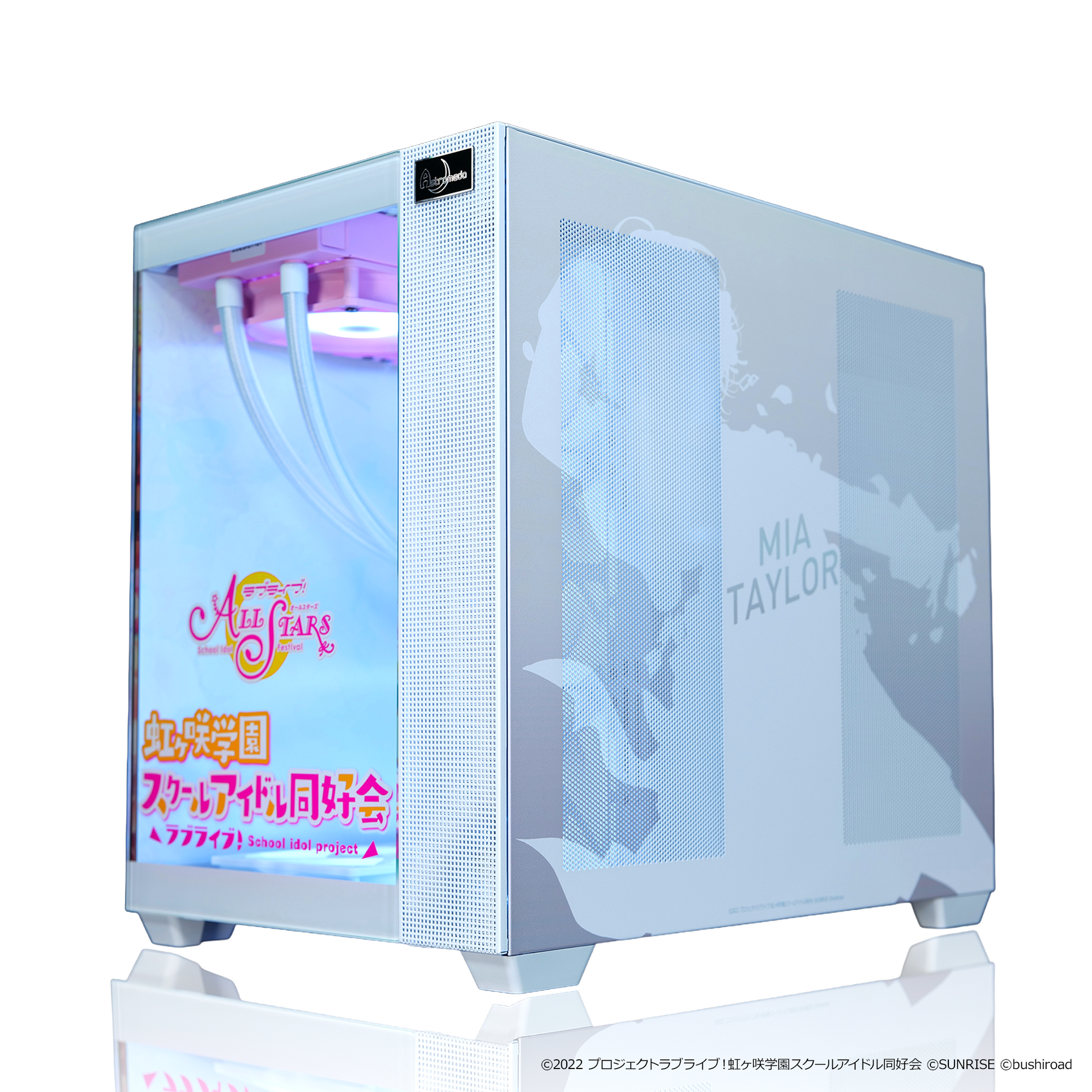 『ラブライブ！虹ヶ咲学園スクールアイドル同好会』×Astromeda コラボゲーミングPC【ミア・テイラー】 強化フロントクリアガラスRGB内部