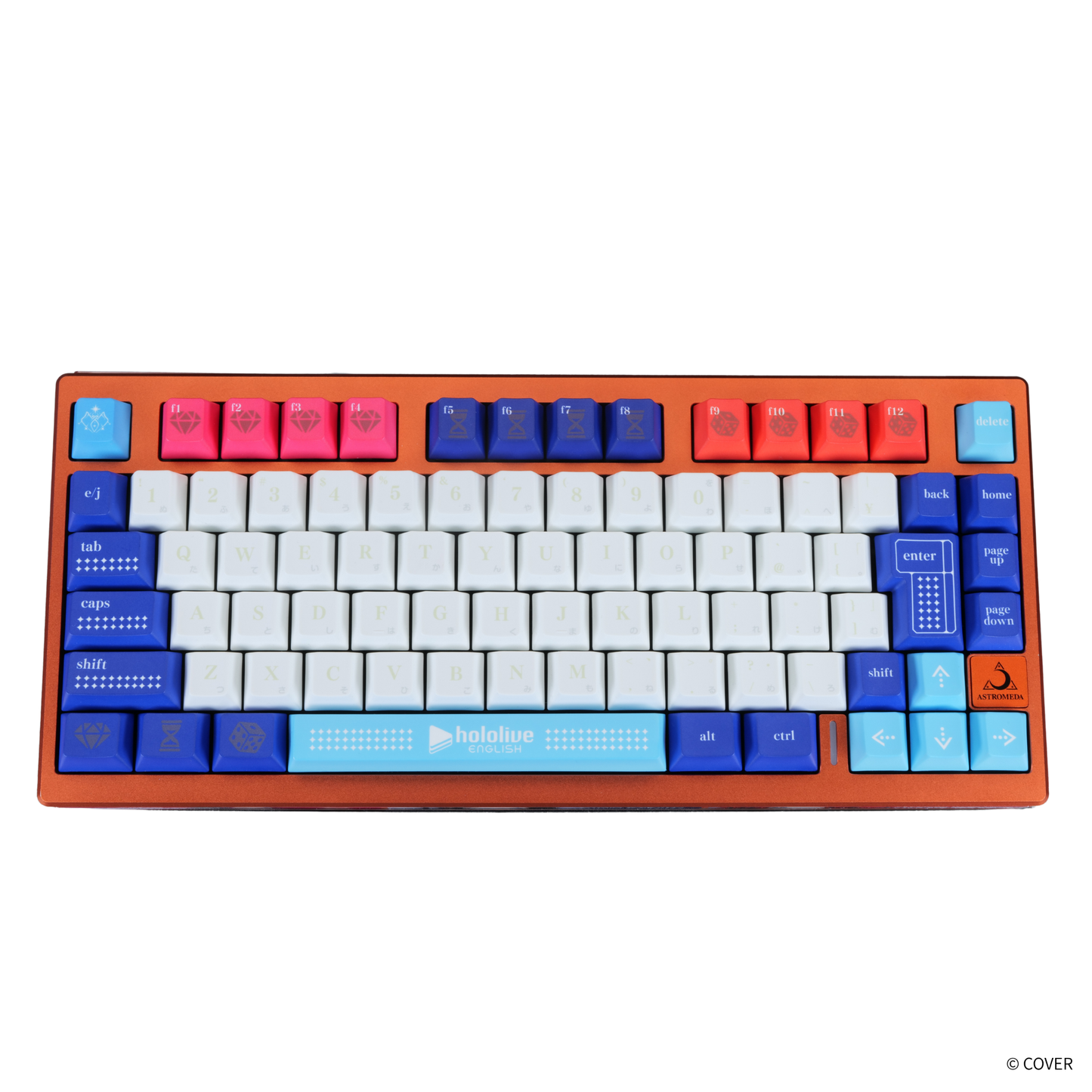 『hololive English』×Astromeda 8K対応ゲーミングキーボード【Promise】 オレンジ筐体 メインビジュアル