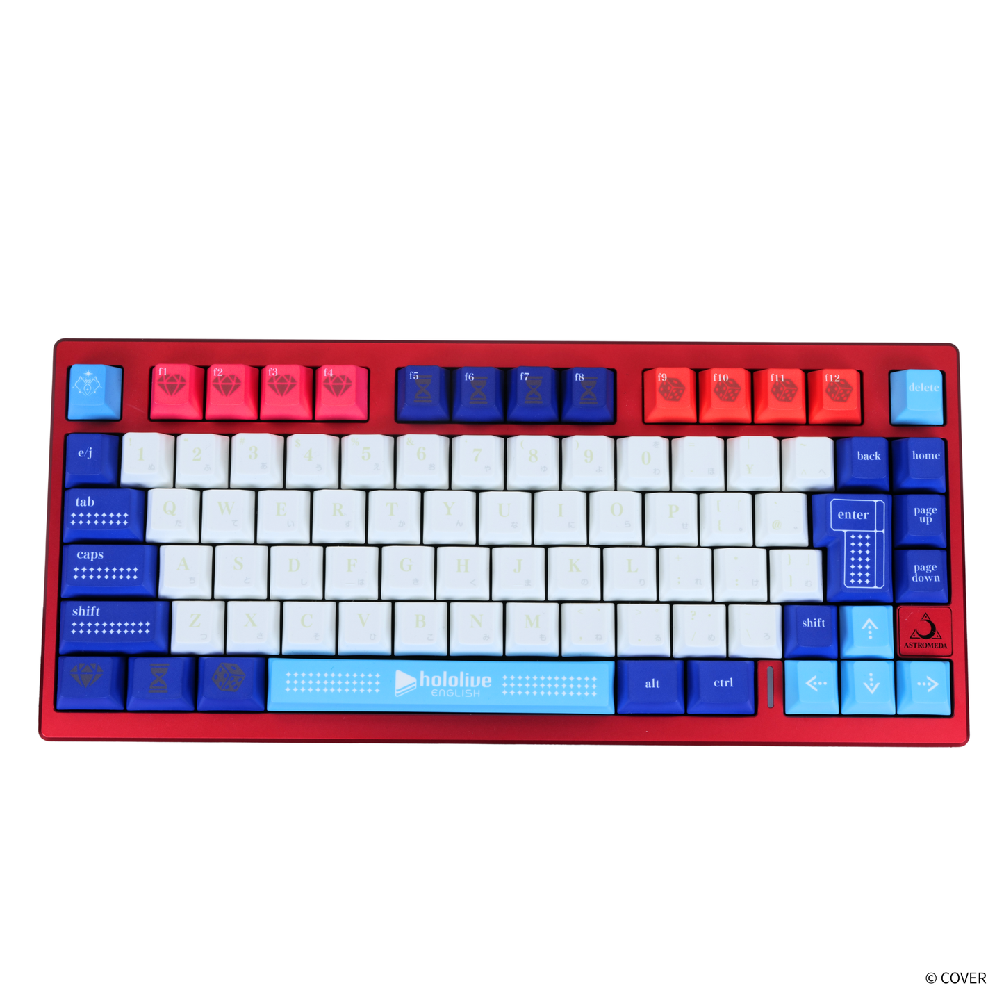 『hololive English』×Astromeda 8K対応ゲーミングキーボード【Promise】 レッド筐体 メインビジュアル