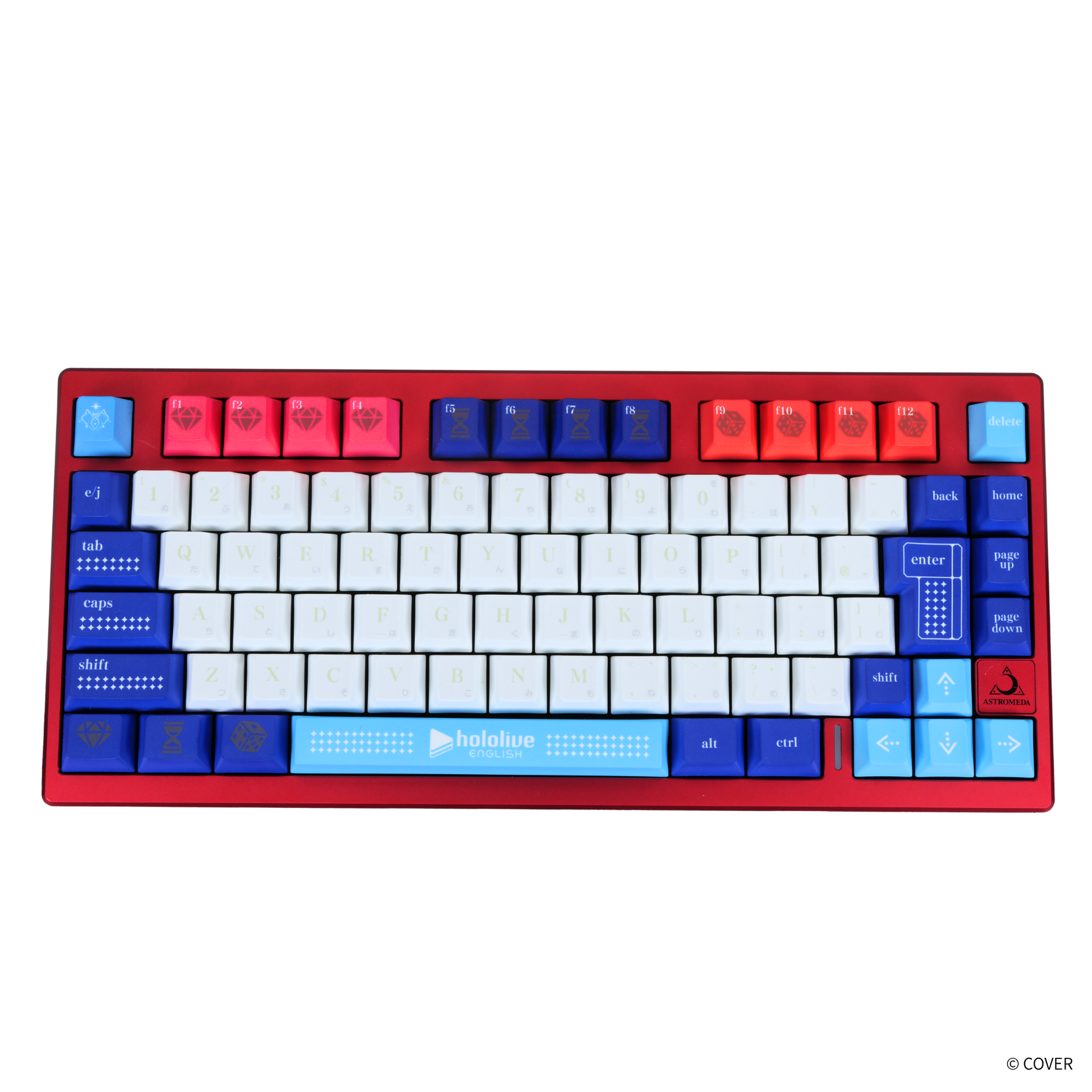 『hololive English』×Astromeda 8K対応ゲーミングキーボード【Promise】 レッド筐体 メインビジュアル