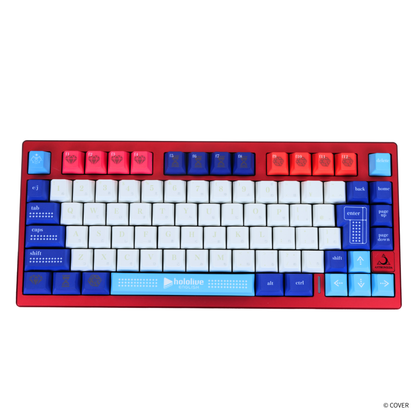『hololive English』×Astromeda 8K対応ゲーミングキーボード【Promise】 レッド筐体 メインビジュアル