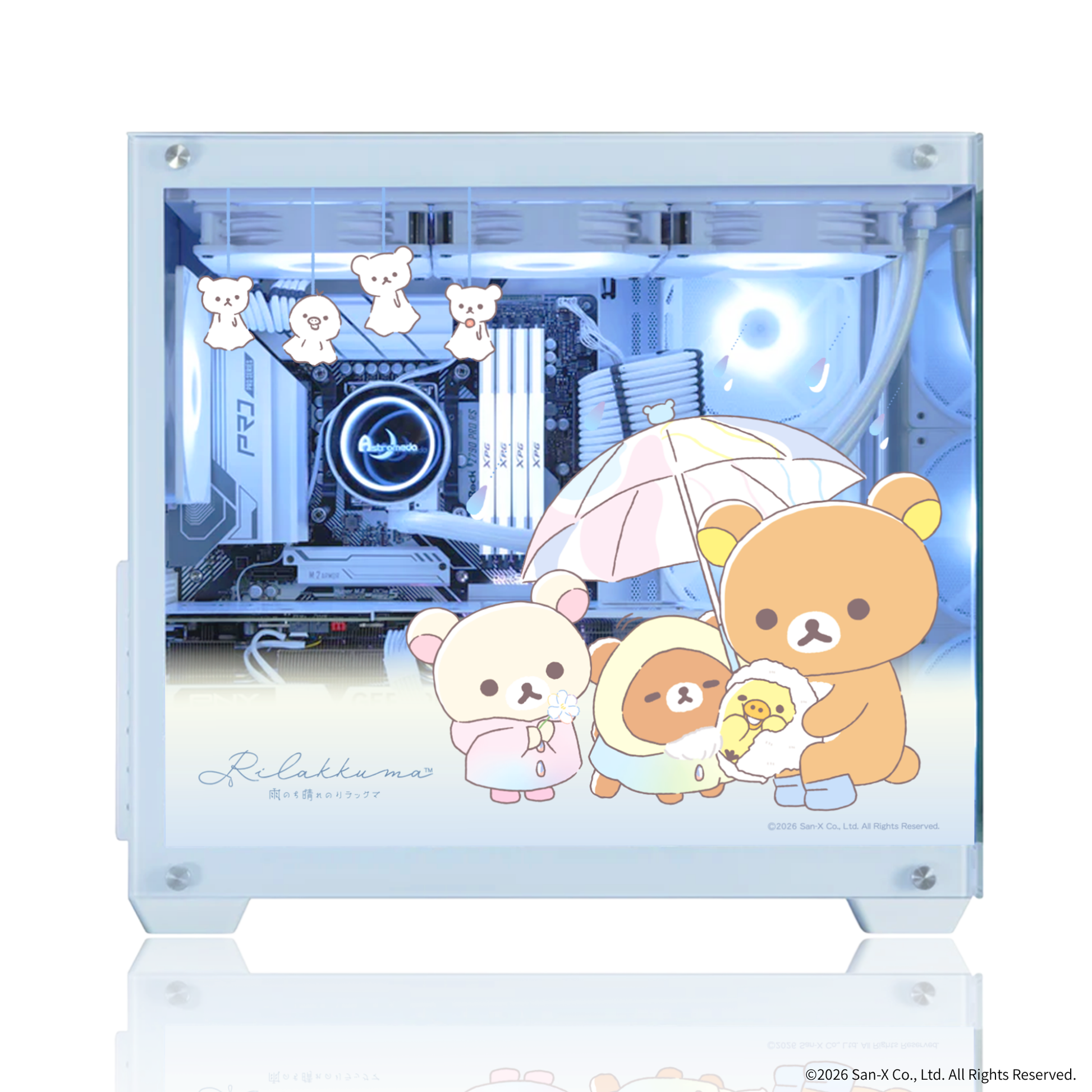 「リラックマ」PC着せ替えパネル2面セット タイプC サイドガラスパネル(雨/傘リラックマ柄)
