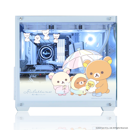 「リラックマ」PC着せ替えパネル2面セット タイプC サイドガラスパネル(雨/傘リラックマ柄)