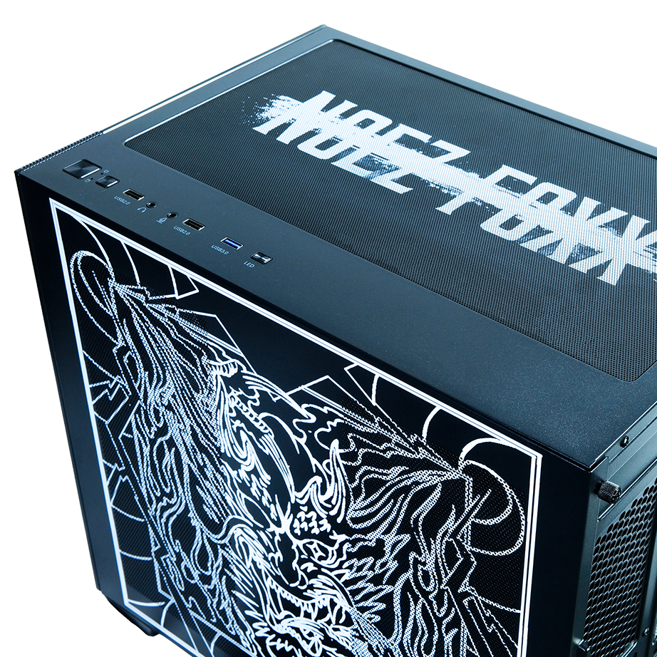 NOEZ FOXX コラボPC ミドルモデル ブラック筐体 トップパネル NOEZ FOXXロゴ反転デザイン I/O端子