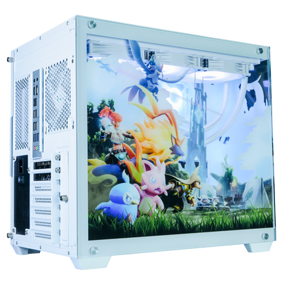 Palworld コラボPC ハイモデル 右サイド斜めビュー フロント面パルキャラクター風景 ガラスパネル