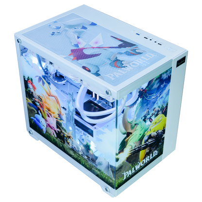 Palworld コラボPC ハイモデル 内部詳細 360mm水冷ラジエーター 内部RGBファン×3 ガラスパネル越しパルキャラクター