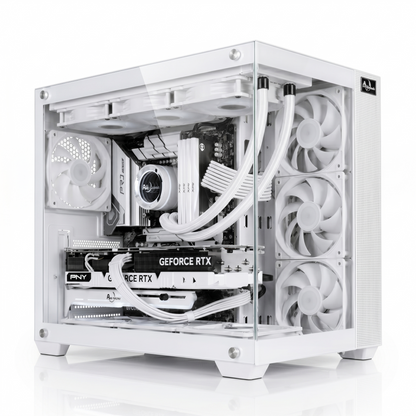 【Astromeda GAMER】Core Ultra 7 265F/RTX 5070 Ti 16GB ゲーミングPC White筐体 メインビジュアル 内部詳細 GeForce RTX PNYビデオカード ホワイト筐体 360mm水冷ファン
