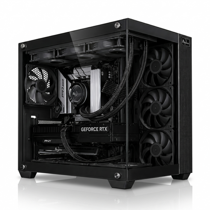 【Astromeda GAMER】Core Ultra 7 265F/RTX 5060 Ti 8GB ゲーミングPC Black筐体 メインビジュアル 内部詳細 GeForce RTX PNYビデオカード
