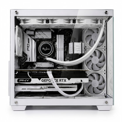 【Astromeda GAMER】Core Ultra 7 265F/RTX 5060 Ti 8GB ゲーミングPC White筐体 内部正面 PNY GeForce RTX 360mm水冷