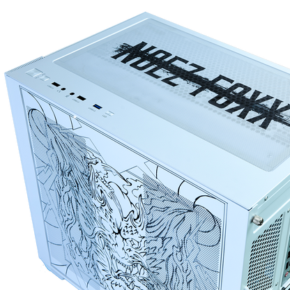 NOEZ FOXX コラボPC ミドルモデル ホワイト筐体 トップパネル NOEZ FOXXロゴ反転デザイン I/O端子