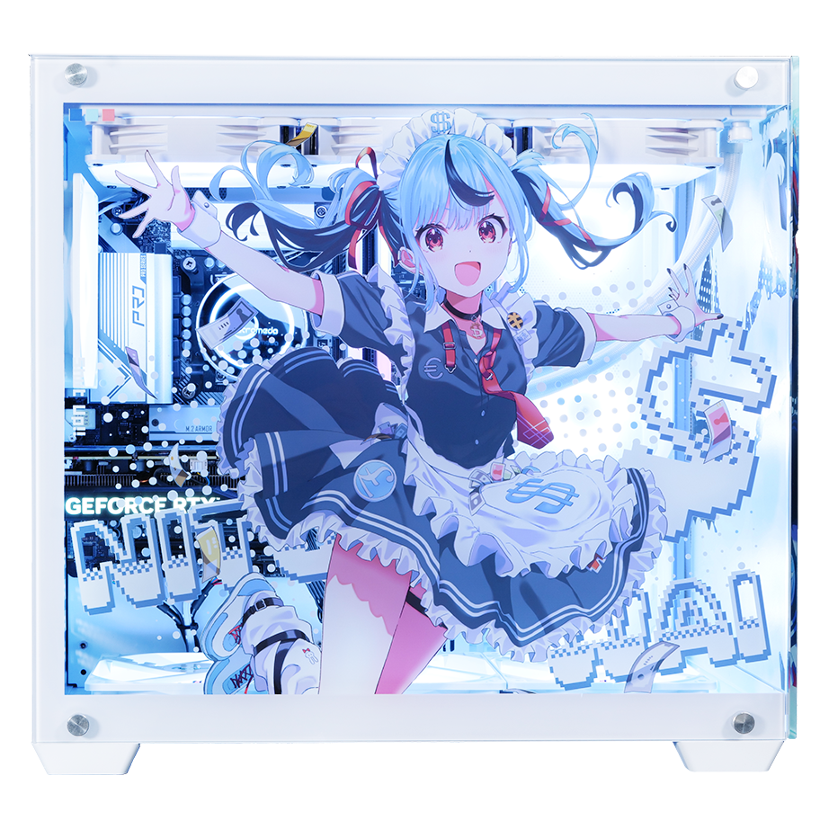 新兎わい コラボPC ハイモデルプラス 別角度サイドビュー キャラクター描き下ろし 内部マザーボード見え