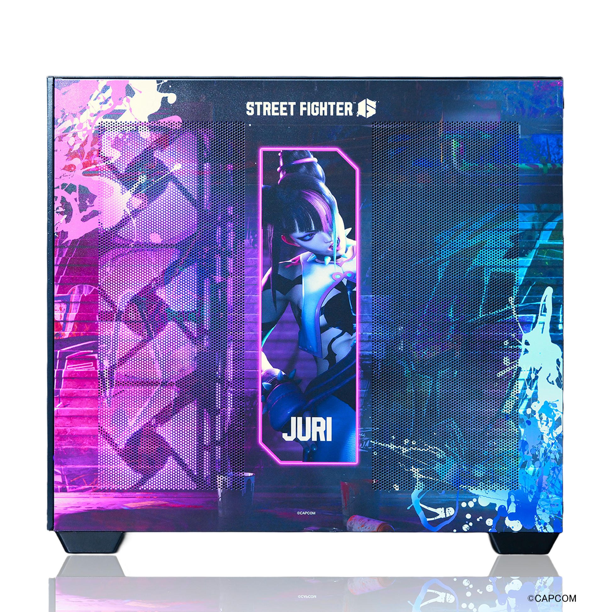 『ストリートファイター6』×Astromeda コラボゲーミングPC【ジュリ】 メッシュバックパネルライティング