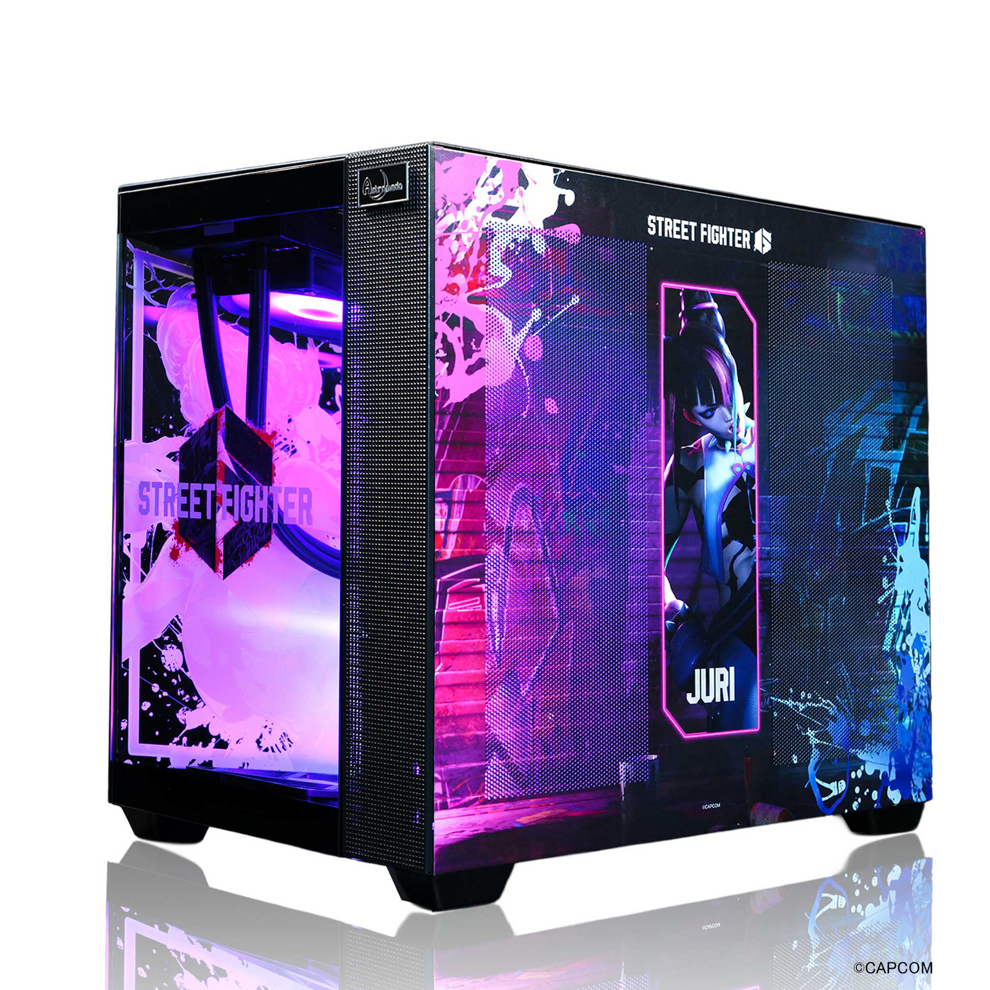 『ストリートファイター6』×Astromeda コラボゲーミングPC【ジュリ】 強化フロントクリアガラスRGB内部