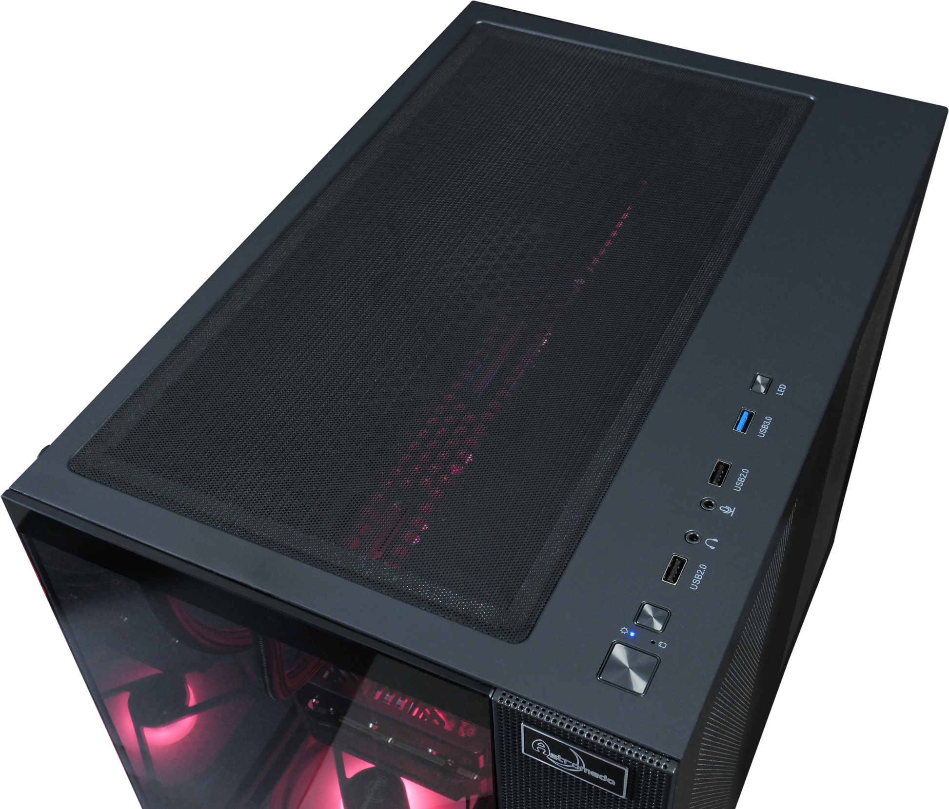 【Astromeda GAMER ブラック(Black)】Ryzen 5 9600X/RTX 5070 12GB 黒 ゲーミングPC 上面ビュー スタイリッシュ詳細